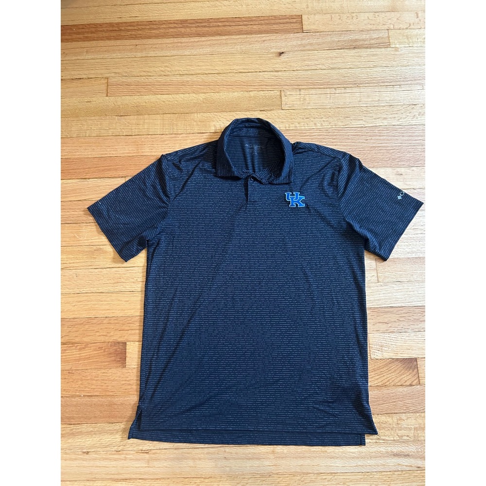 Columbia Golf Mens Kentucky Wildcats Polo Shirt Navy Blue Striped M NCAA